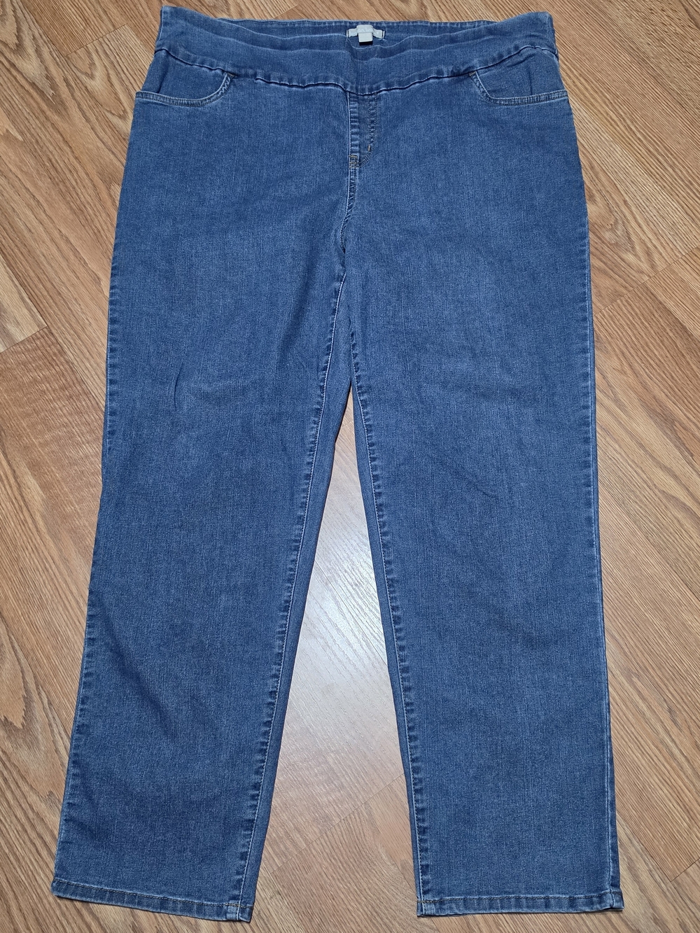 Woman Within Straight Leg Pull-On Jeans in Blue